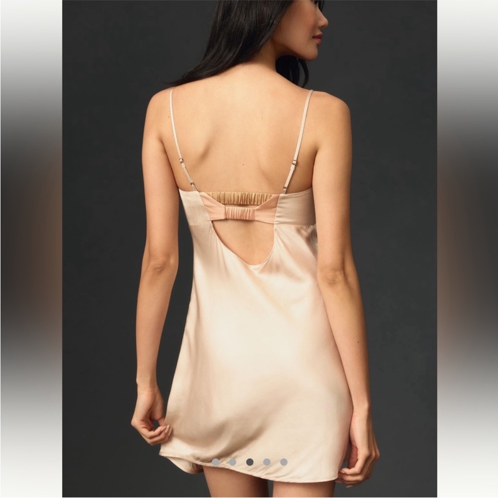 Anthropologie Cream Satin Chemise slip dress